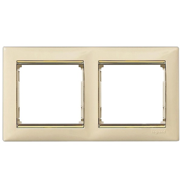 Рамка Legrand Valena 2 поста слоновая кость/золотой штрих (774152 в индивидуальной упаковке)