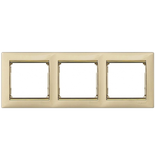 Рамка Legrand Valena 3 поста слоновая кость/золотой штрих (774153 в индивидуальной упаковке)