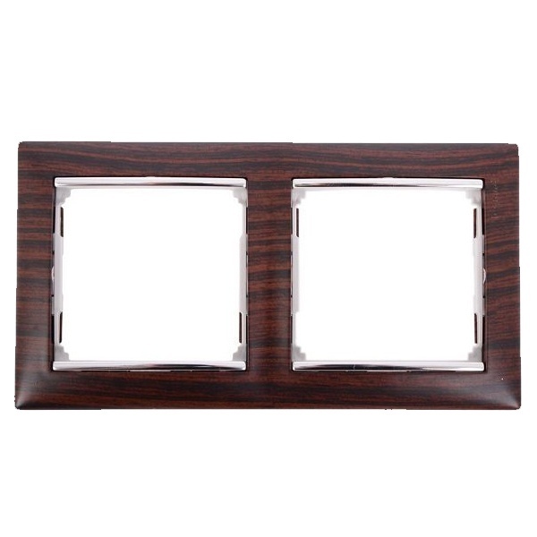 Рамка Legrand Valena 2 поста темное дерево/серебряный штрих (770372 в индивидуальной упаковке)