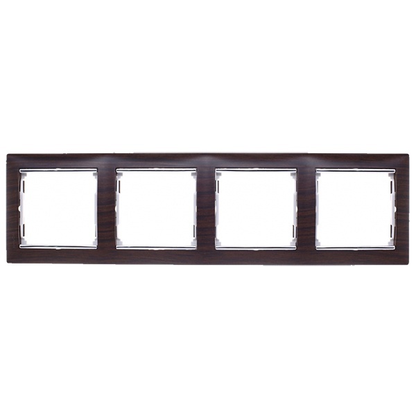 Рамка Legrand Valena 4 поста темное дерево/серебряный штрих (770374 в индивидуальной упаковке)