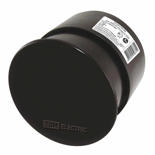 Комплект розетки с вилкой TDM накладной РШ-ВШ 32А 380В 3Р+РЕ круглая карболит черный