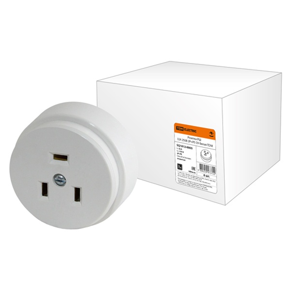 Розетка накладная TDM РШ 32А 250В 2Р+РЕ круглая белая