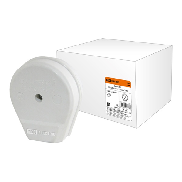 Вилка TDM ВШ 32А 250В 2Р+РЕ круглая белая