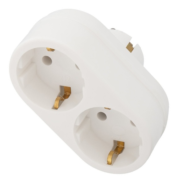 Двойник электрический Rexant 16 А с заземлением белый