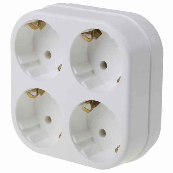 Четверник электрический Rexant 16 А с заземлением белый