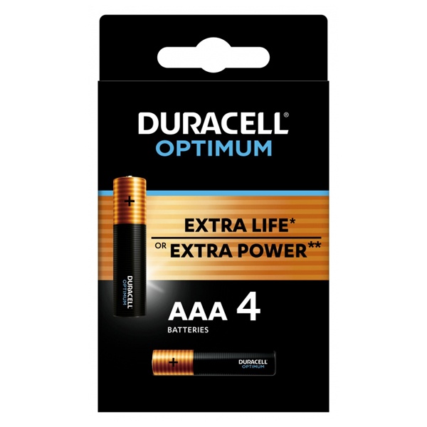 Батарейка Duracell AAA LR03 Optimum MN2400 1,5V алкалиновая (упаковка 4шт) 5014062