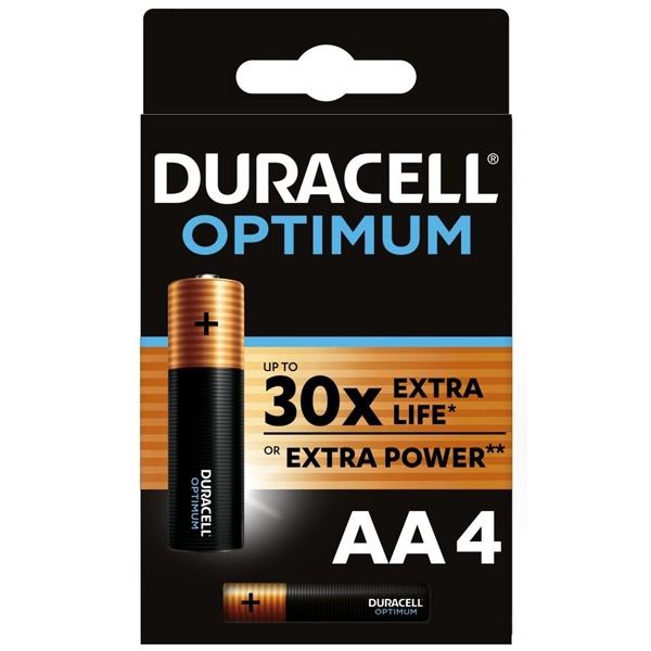 Батарейка Duracell AA LR6 Optimum MN1500 1,5V алкалиновая (упаковка 4 шт) 5000394158696