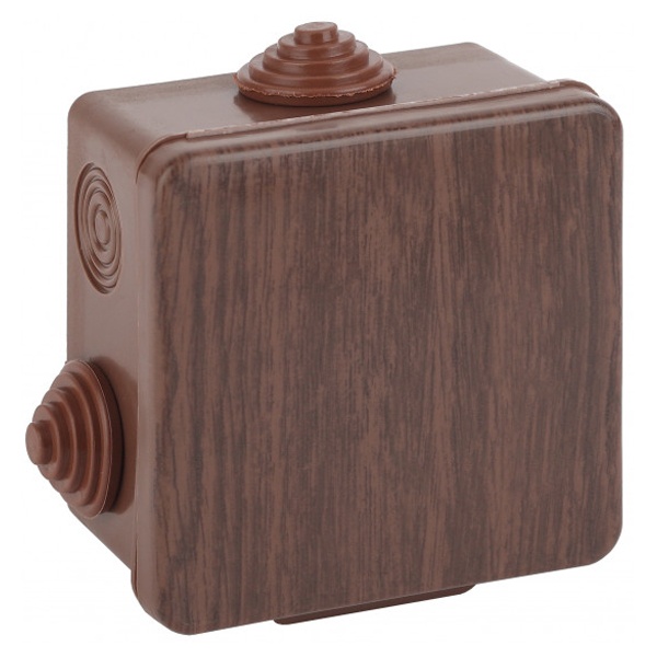 Коробка распаячная ЭРА КОР d 100х100х50 мм открытой установки с 8 вводами дуб IP54 (5056306042928)