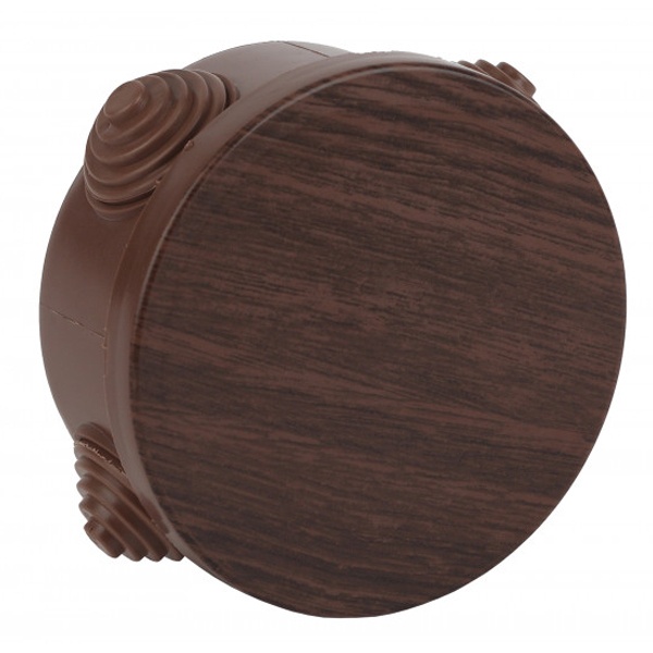 Коробка распаячная ЭРА КОР d 85х40 мм открытой установки с 4 вводами дуб IP54 (5056306043284)