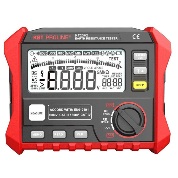 Измеритель сопротивления заземления КВТ цифровой (мегаомметр) KT 2302 Proline