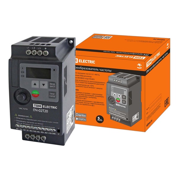 Преобразователь частоты TDM ПЧ-02T20 380В 50Гц выходной ток 7,5А 1,1-2,2кВт