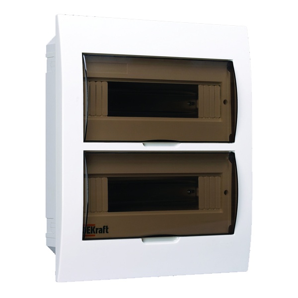 Шкаф пластиковый встраиваемый DEKraft ЩРВ-П на 24 модуля (2х12) прозрачная дверь шины IP41 белый