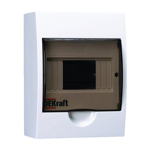 Шкаф пластиковый навесной DEKraft ЩРН-П на 6 модулей (1х6) прозрачная дверь шины IP41 белый