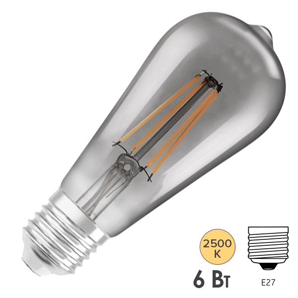 Светодиодная лампа Ledvance Filament Edison ST64 WiFi DIM 44 6W 2500K E27 540Lm d64x143mm