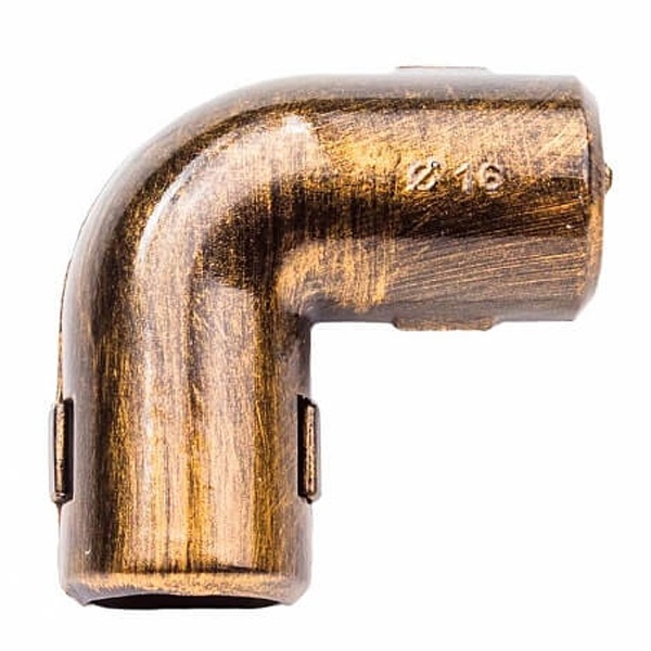 Угол соединительный 90 град Bironi для трубы декоративной ПВХ диаметр 16 мм бронза [упак. 5шт]