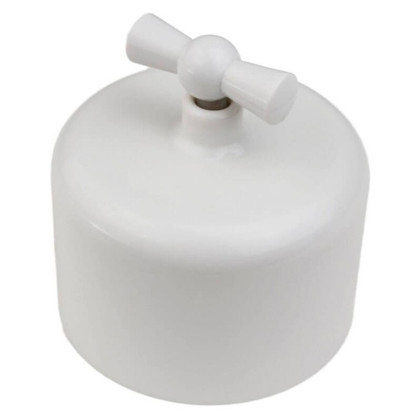 Накладной выключатель 1-клавишный Bironi Ришелье пластик белый