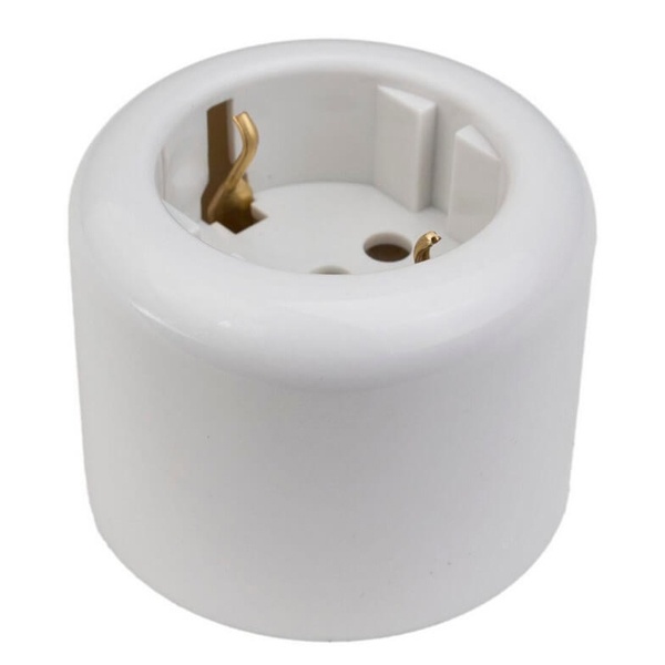 Накладная розетка с заземлением Bironi Ришелье пластик белый