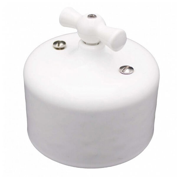 Накладной выключатель 1-клавишный Bironi Ришелье керамика белый