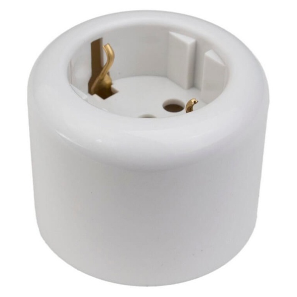 Накладная розетка с заземлением Bironi Ришелье керамика белый