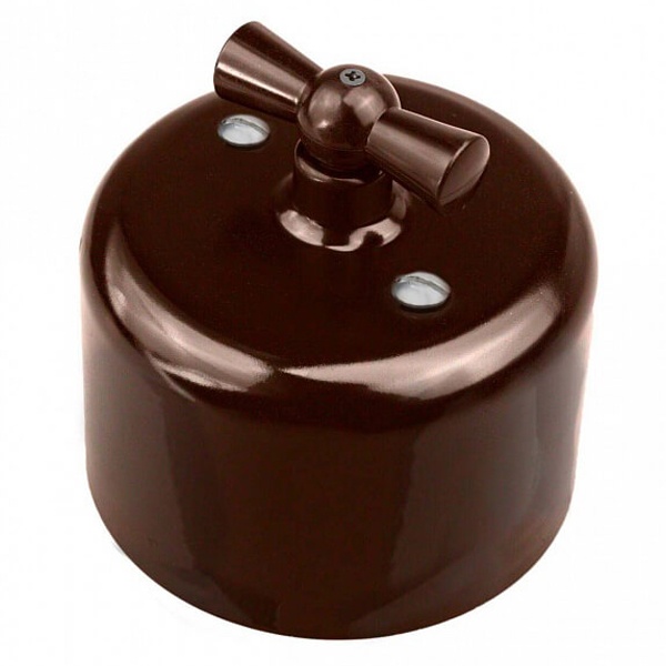 Накладной выключатель 1-клавишный Bironi Ришелье керамика коричневый