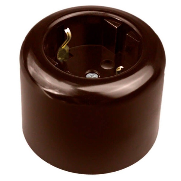 Накладная розетка с заземлением Bironi Ришелье керамика коричневый