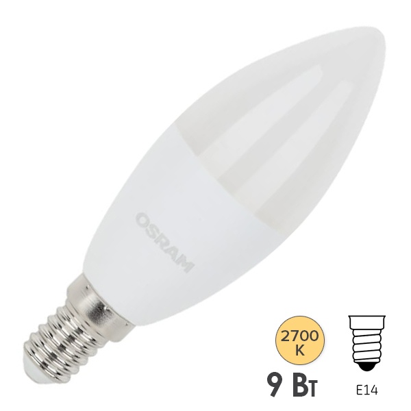 Лампа светодиодная свеча Osram LED LS CL B75 9W/827 2700K 220V E14 теплый свет