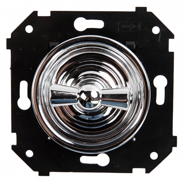 Механизм 1-клавишного выключателя проходного (скрытый монтаж) Bironi Шедель, серебро-серебро