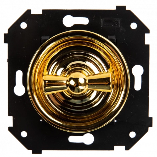 Механизм 1-клавишного выключателя (скрытый монтаж) Bironi Шедель, золото-золото
