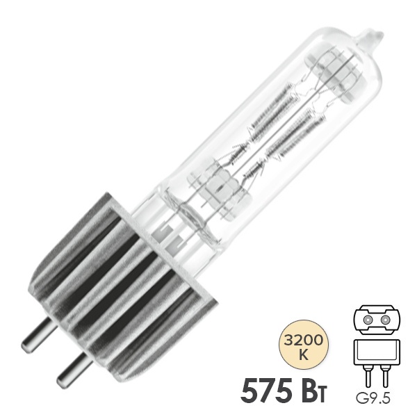 Лампа специальная галогенная Osram 93728 HPL 575W 240V G9.5 400h d19x104mm (PHILIPS 7007)