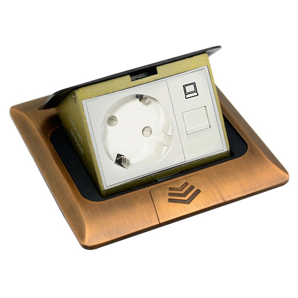 Мини-лючок Donel 3 модуля античная латунь с монтажной коробкой IP20