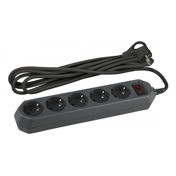 Сетевой фильтр ЭРА USF-5es-3m-B с заземлением с выключателем 5 розеток 3м 10А черный