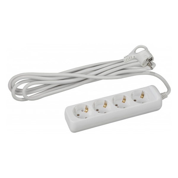 Удлинитель ЭРА U-4e-3m-3x1 с заземлением 4 розетки 3м ПВС 3x1мм2 16А белый