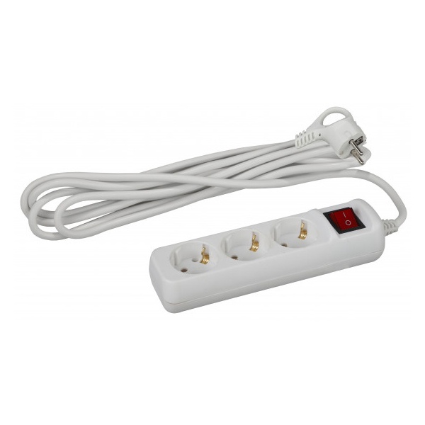 Удлинитель ЭРА U-3es-3m-3x1 с заземлением с выключателем 3 розетки 3м ПВС 3x1мм2 16А