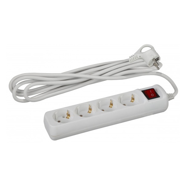 Удлинитель ЭРА U-4es-3m-3x1 с заземлением с выключателем 4 розетки 3м ПВС 3x1мм2 16А