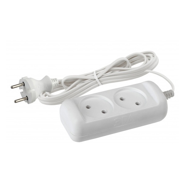 Удлинитель ЭРА UX-2-5m без заземления 2 розетки 5м ШВВП 2x0,75мм2 6А белый