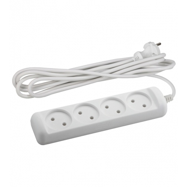 Удлинитель ЭРА UX-4-5m без заземления 4 розетки 5м ШВВП 2x0,75мм2 6А белый