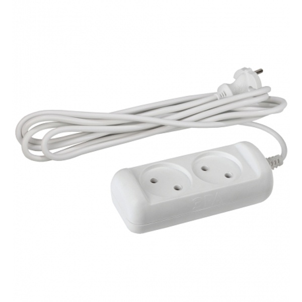 Удлинитель ЭРА UX-2-1,5m без заземления 2 розетки 1,5м ПВС 2x0,75мм2 6А белый