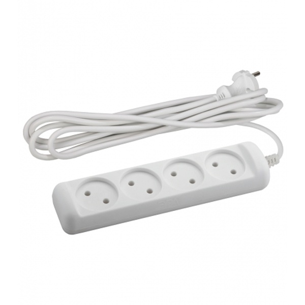 Удлинитель ЭРА UX(6)-4-3m без заземления 4 розетки 3м ПВС 2 x 0,75 мм2 6А белый