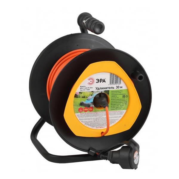 Удлинитель силовой ЭРА RPx-1-2x0.75-30m для газонокосилки без заземления 1 розетка 30м ПВС 2х0.75мм2