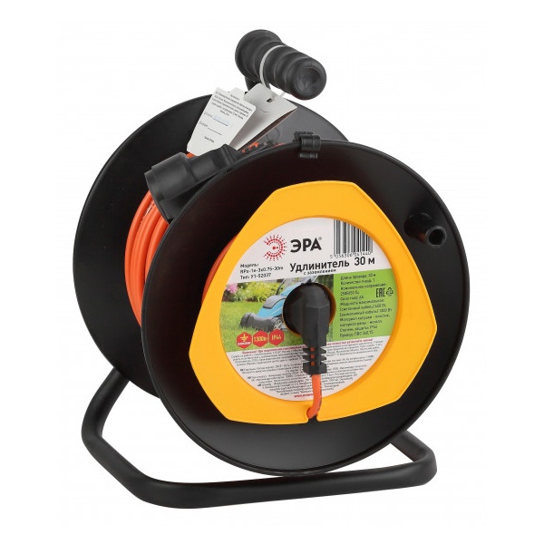 Удлинитель силовой ЭРА RPx-1e-3х0.75-30m для газонокосилки c заземлением 1 розетка 30м ПВС 3х0.75мм2