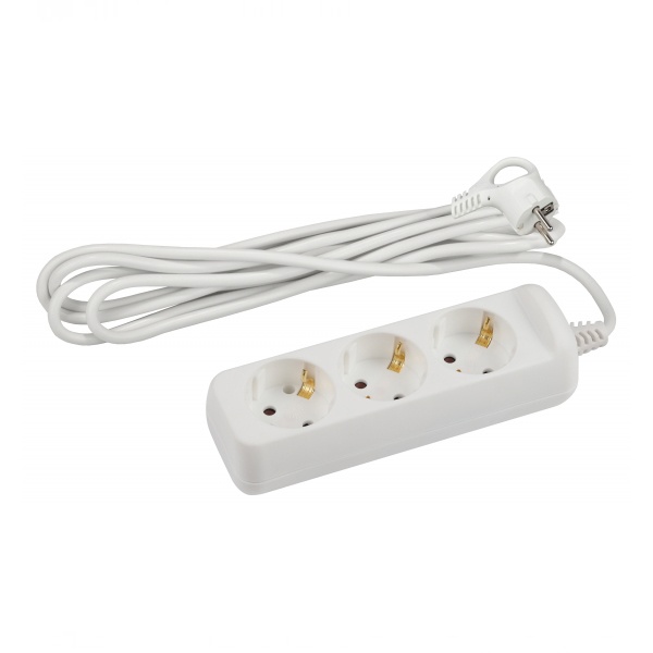 Удлинитель ЭРА U-3e-3m с заземлением 3 розетки 3м ПВС 3x1,5мм2 16А белый