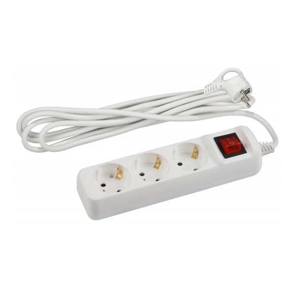 Удлинитель ЭРА U-3es-3m-3x1,5 с заземлением с выключателем 3 розетки 3м ПВС 3x1,5мм2 16A