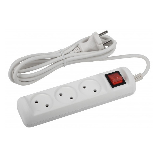 Удлинитель ЭРА U-3s-1,5m-2x1 без заземления c выключателем 3 розетки 1,5м ПВС 2x1мм2 10А