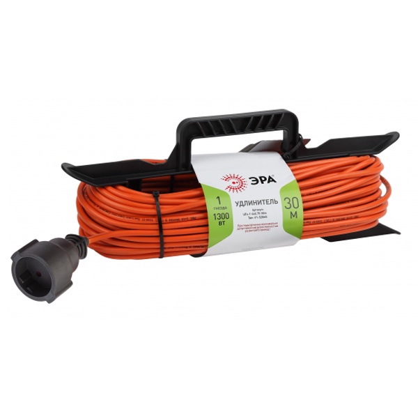 Удлинитель силовой ЭРА UFx-1-2x0.75-30m на рамке без заземления 1 розетка 30м ПВС 2x0.75мм2