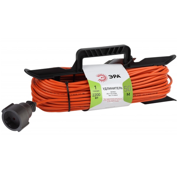 Удлинитель силовой ЭРА UFx-1-2x1.5-50m на рамке без заземления 1 розетка 50м ПВС 2х1.5мм2