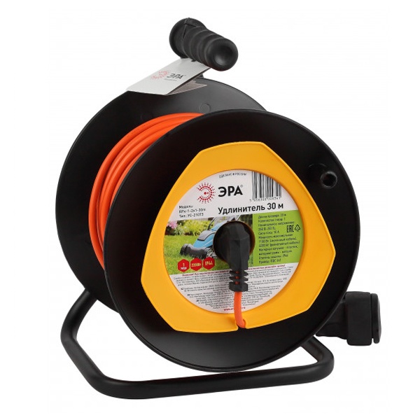 Удлинитель силовой ЭРА RPx-1-2x1-30m для газонокосилки без заземления 1 розетка 30м ПВС 2x1мм2