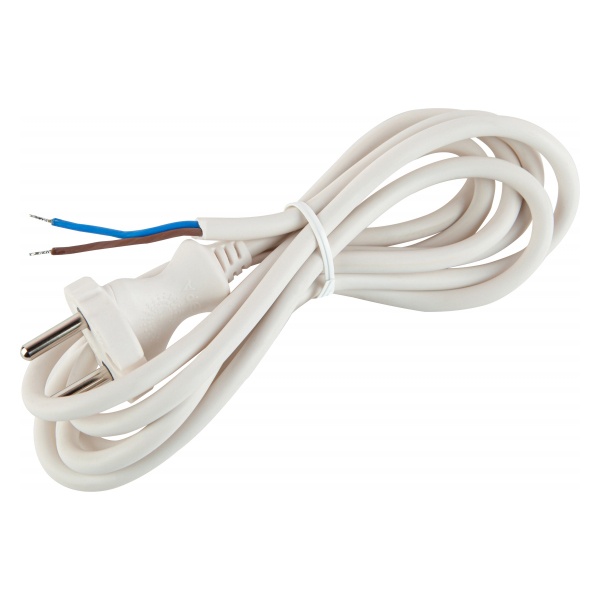 Шнур сетевой с вилкой ЭРА UX-2x0,75-1,5m-W ПВС 2x0,75мм2 1,5 м белый