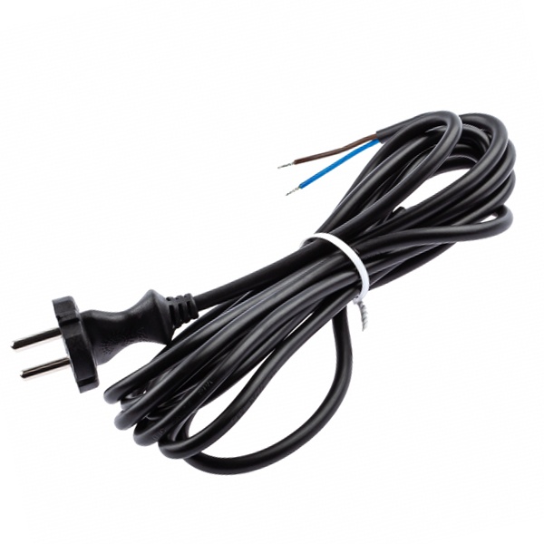 Шнур сетевой с вилкой ЭРА UX-2x0,75-3m-B 3м ПВС 2x0,75мм2 черный