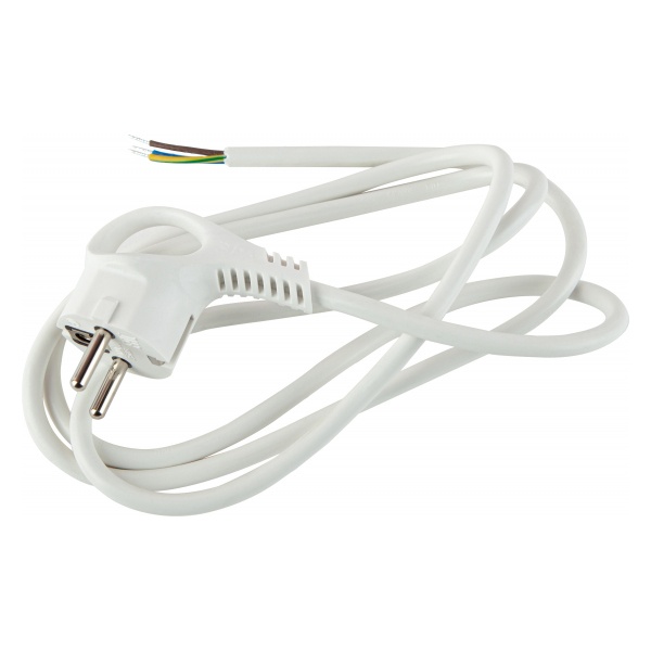 Шнур сетевой с вилкой ЭРА UX-3x0,75-1,5m-W с заземлением 1,5 м ПВС 3x0,75мм2 белый