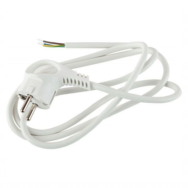Шнур сетевой с вилкой ЭРА U-3x1-5m-W с заземлением 5м ПВС 3x1мм2 белый
